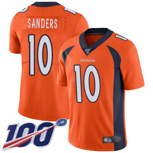 Men Denver Broncos #10 Emmanuel Sanders Orange Team Color Vapor Untouchable Limited Player 100th Season Football NFL Jersey